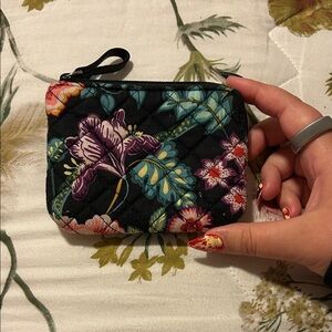 Vera Bradley Black Floral Quilted Cosmetic Pouch